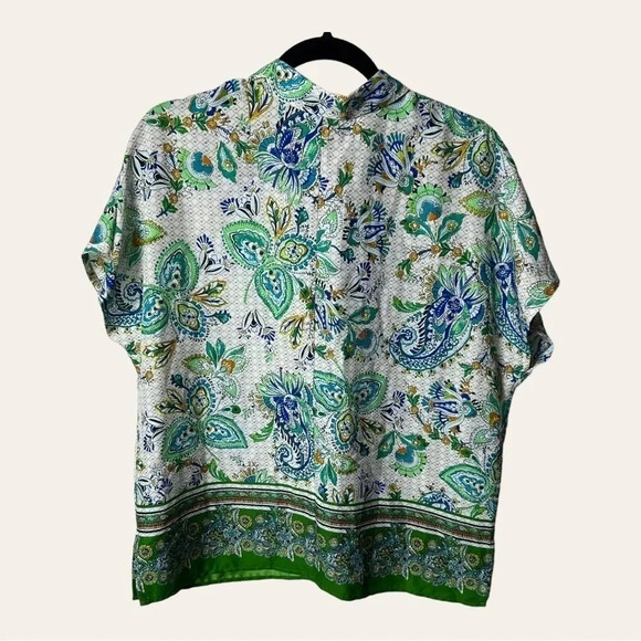 0967. JOIE SHORT SLEEVE TOP MULTICOLOR SIZE MEDIUM - Picture 9 of 9